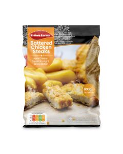 Crown Farms Battered Chicken Steak 800g