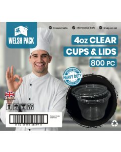 WELSH PACK 4OZ CLEAR CUPS AND LIDS 800pc